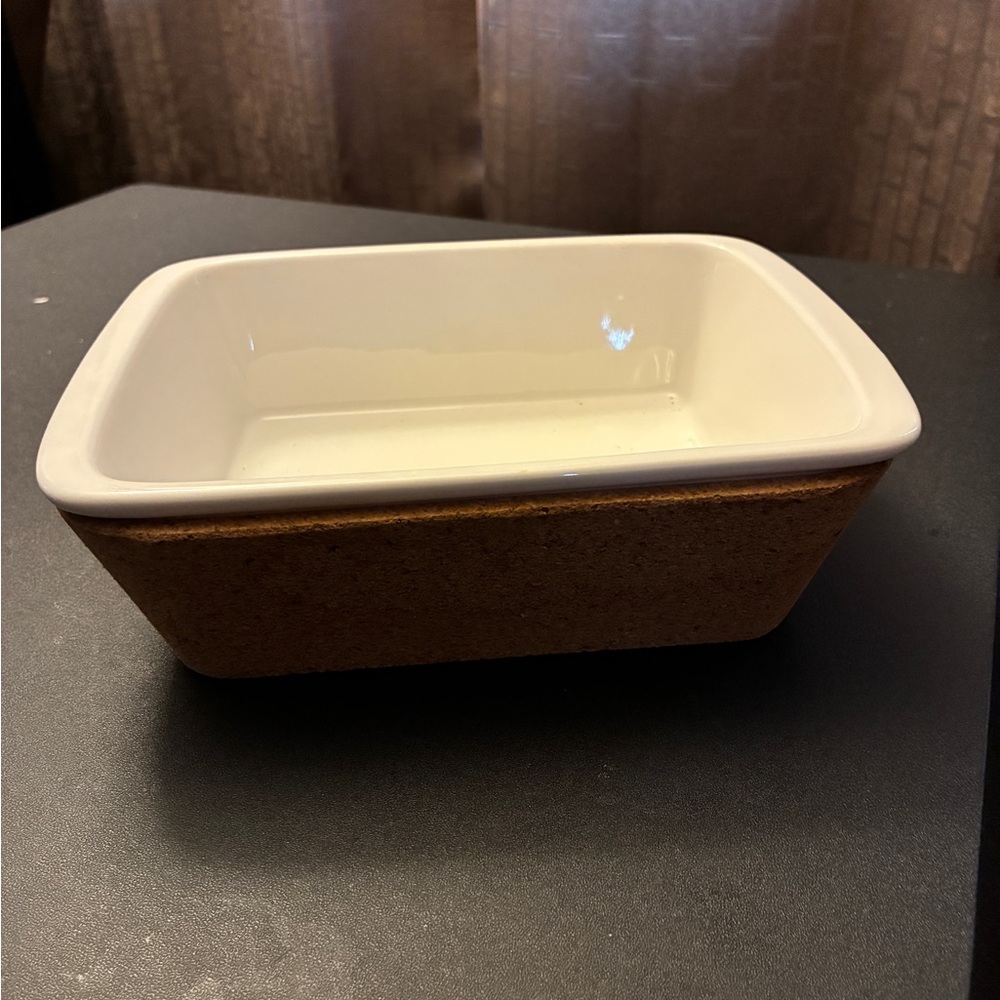 World Market Ovenware with Cork Rest 7 1/2” x 5 1/2” 2” deep. Oven & dishwasher